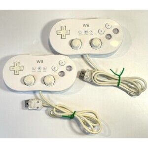 Nintendo Wii Classic Controller Gamepad White OEM RVL-005 Cleaned and Working